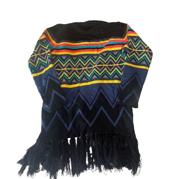 IRIS Los Angeles Vibrant Fringe Long Cardigan Sweater Women’s Med 100% Acrylic - Picture 6 of 6